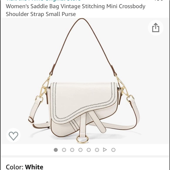 Super cute saddle bag purse! White with brown stitching and gold hardware. - Picture 3 of 4